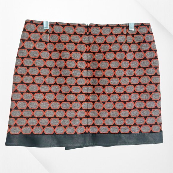 Karen Millen Skirt Wool Blend Geometric Wrap Sz 6 Mod Retro Tweed Mini Like New - Picture 5 of 13